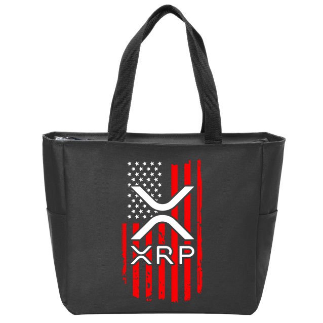 Crypto Currency Xrp Ripple Internet Money American Flag Zip Tote Bag