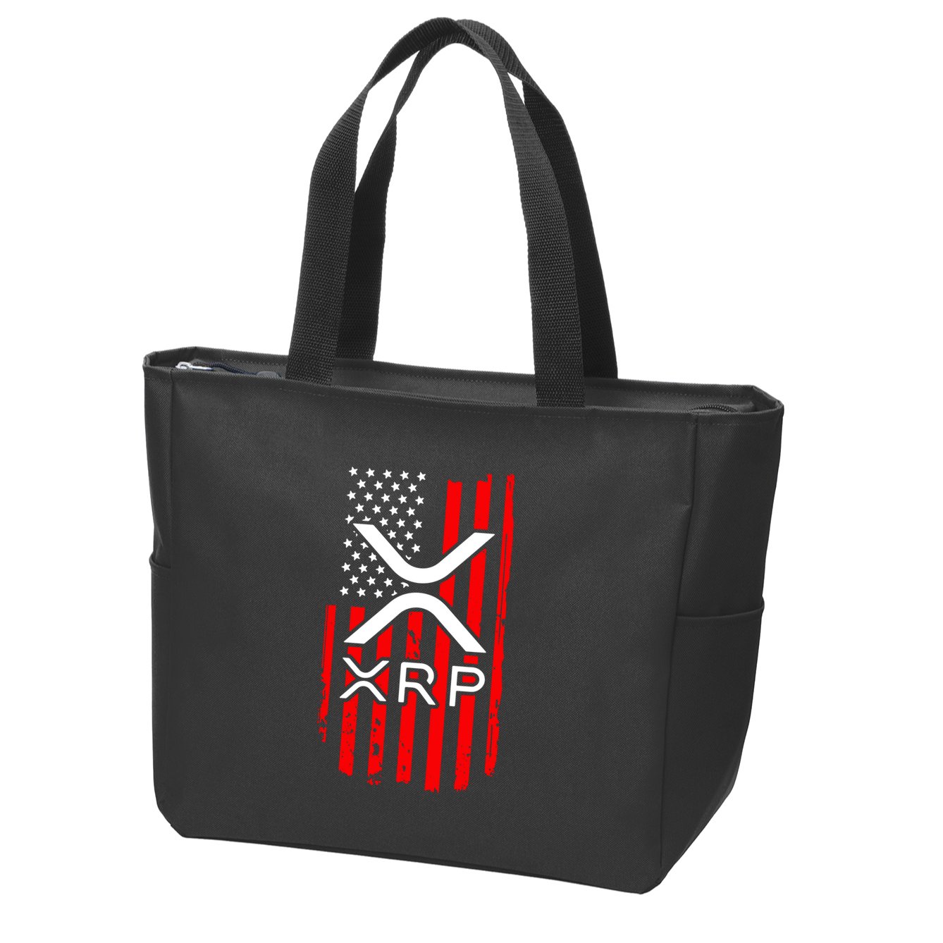Crypto Currency Xrp Ripple Internet Money American Flag Zip Tote Bag