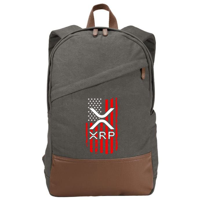Crypto Currency Xrp Ripple Internet Money American Flag Cotton Canvas Backpack