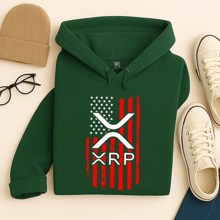 Crypto Currency Xrp Ripple Internet Money American Flag Hoodie