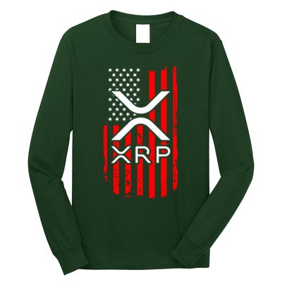 Crypto Currency Xrp Ripple Internet Money American Flag Long Sleeve Shirt