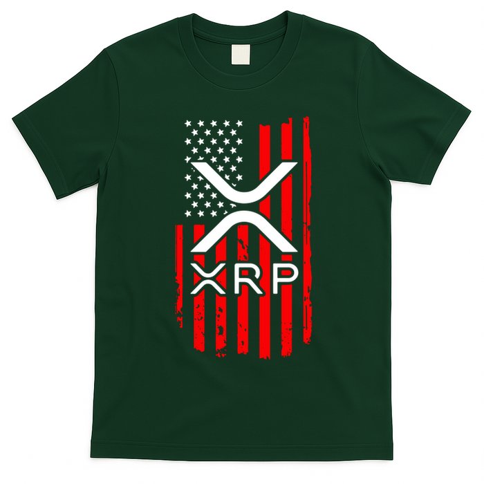 Crypto Currency Xrp Ripple Internet Money American Flag T-Shirt