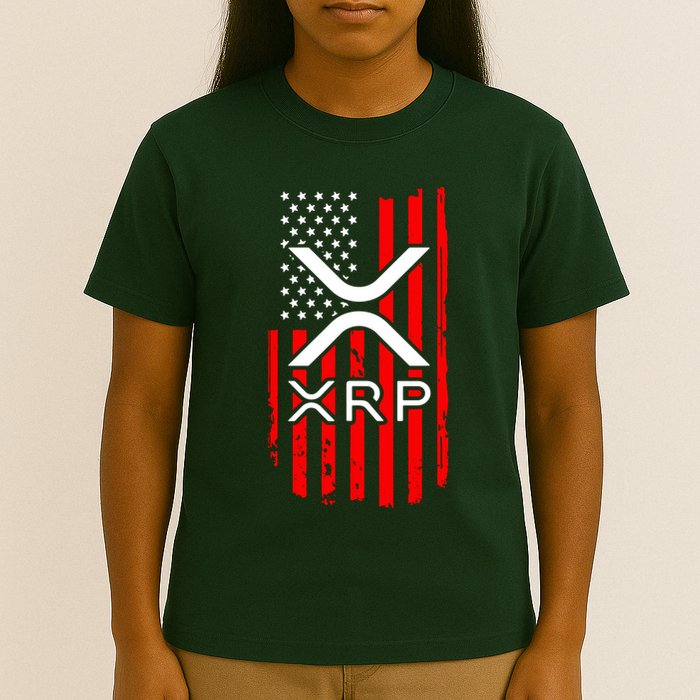 Crypto Currency Xrp Ripple Internet Money American Flag T-Shirt