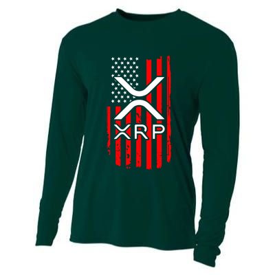 Crypto Currency Xrp Ripple Internet Money American Flag Cooling Performance Long Sleeve Crew