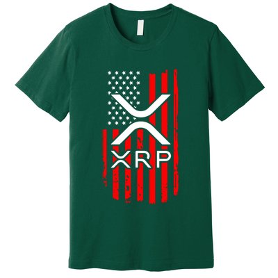 Crypto Currency Xrp Ripple Internet Money American Flag Premium T-Shirt