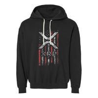 Crypto Currency Xrp Cryptocurrency American Flag Xrp Garment-Dyed Fleece Hoodie