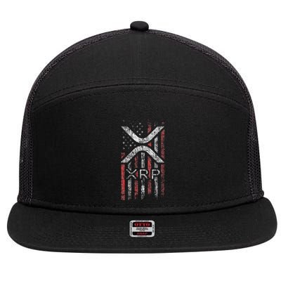 Crypto Currency Xrp Cryptocurrency American Flag Xrp 7 Panel Mesh Trucker Snapback Hat