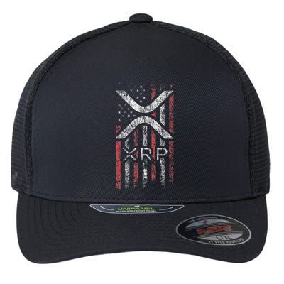 Crypto Currency Xrp Cryptocurrency American Flag Xrp Flexfit Unipanel Trucker Cap