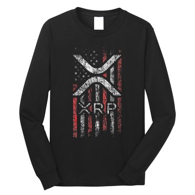 Crypto Currency Xrp Cryptocurrency American Flag Xrp Long Sleeve Shirt