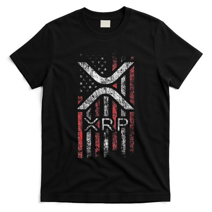 Crypto Currency Xrp Cryptocurrency American Flag Xrp T-Shirt