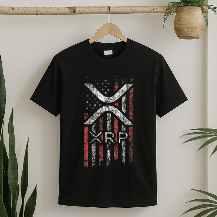 Crypto Currency Xrp Cryptocurrency American Flag Xrp T-Shirt