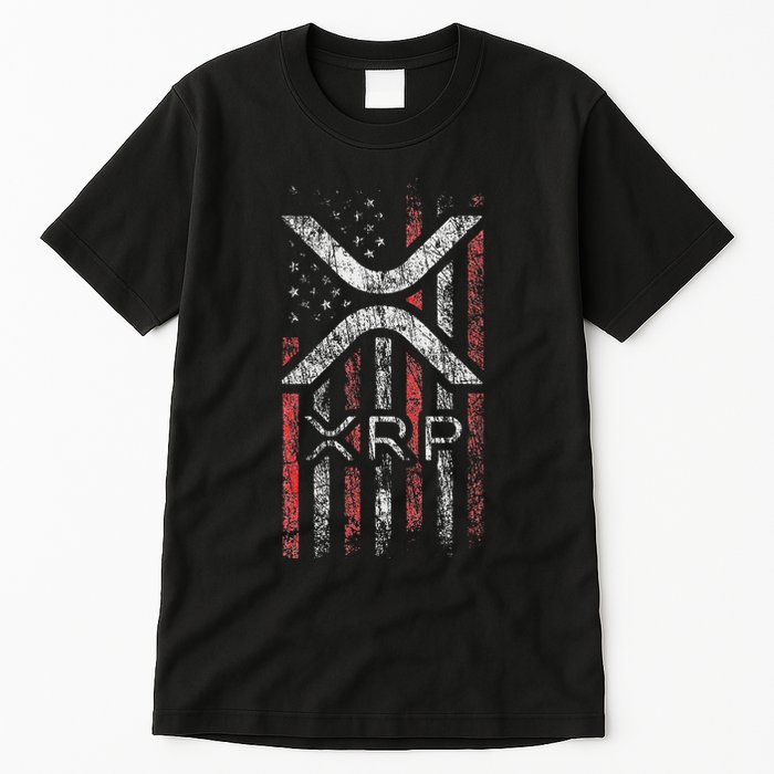 Crypto Currency Xrp Cryptocurrency American Flag Xrp Tall T-Shirt