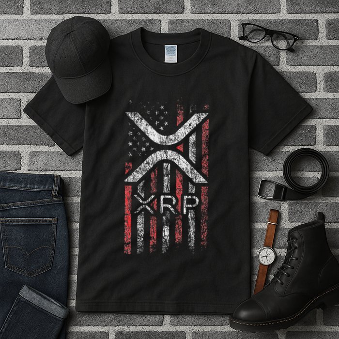 Crypto Currency Xrp Cryptocurrency American Flag Xrp Tall T-Shirt