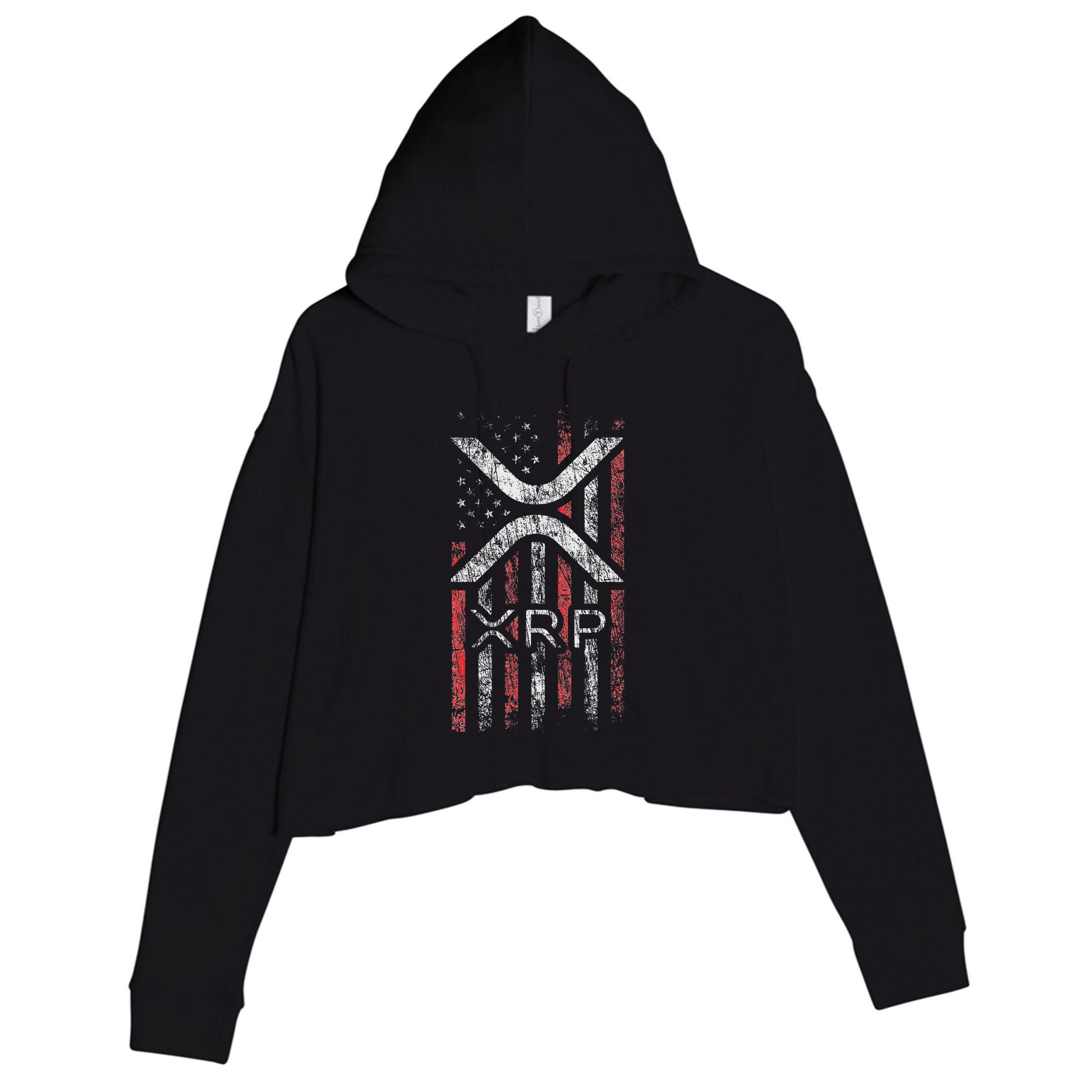 Crypto Currency Xrp Cryptocurrency American Flag Xrp Crop Fleece Hoodie