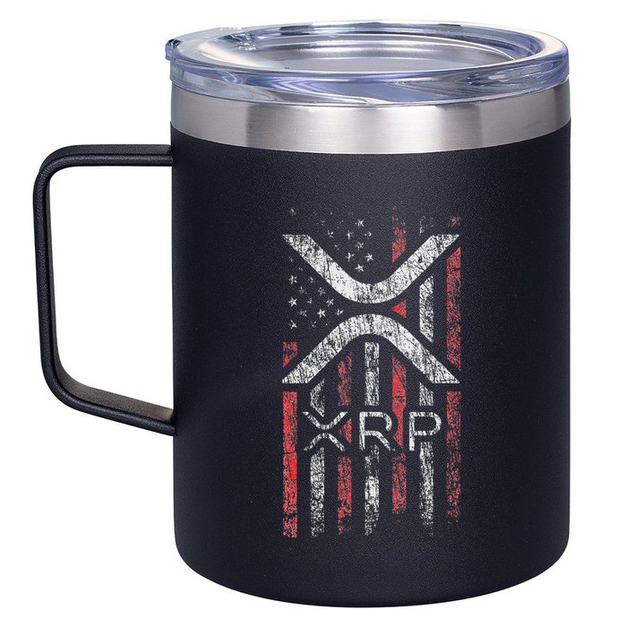 Crypto Currency Xrp Cryptocurrency American Flag Xrp 12oz Stainless Steel Coffee Mug
