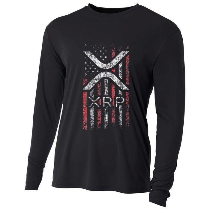 Crypto Currency Xrp Cryptocurrency American Flag Xrp Cooling Performance Long Sleeve Crew