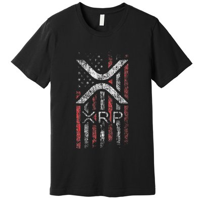 Crypto Currency Xrp Cryptocurrency American Flag Xrp Premium T-Shirt
