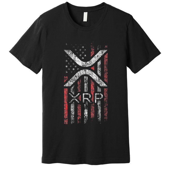 Crypto Currency Xrp Cryptocurrency American Flag Xrp Premium T-Shirt