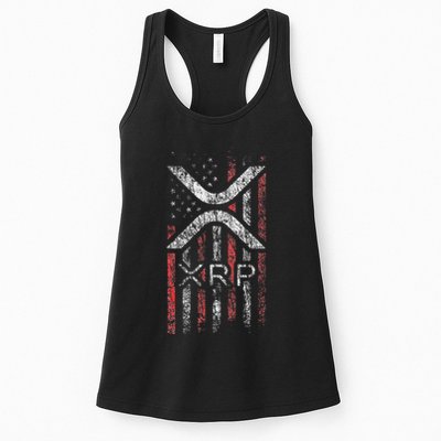 Crypto Currency Xrp Cryptocurrency American Flag Xrp Womens Tank Top