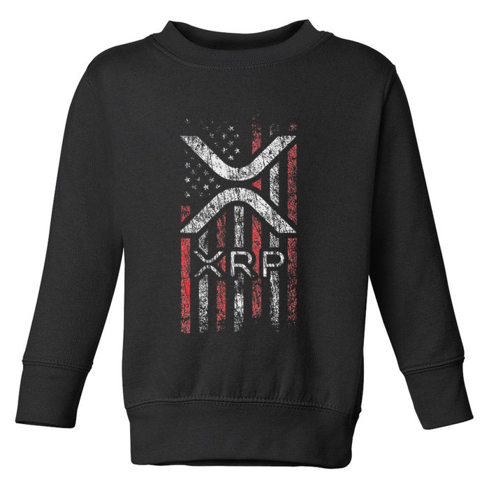 Crypto Currency Xrp Cryptocurrency American Flag Xrp Toddler Sweatshirt