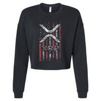 Crypto Currency Xrp Cryptocurrency American Flag Xrp Cropped Pullover Crew