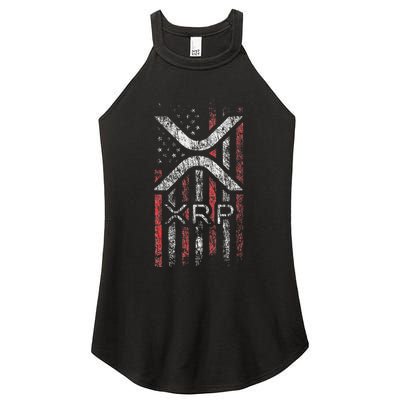 Crypto Currency Xrp Cryptocurrency American Flag Xrp Women's Perfect Tri Rocker Tank