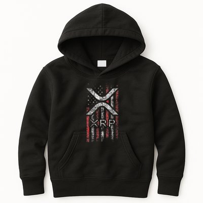 Crypto Currency Xrp Cryptocurrency American Flag Xrp Kids Hoodie