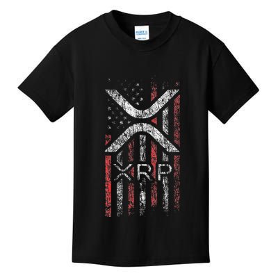 Crypto Currency Xrp Cryptocurrency American Flag Xrp Kids T-Shirt
