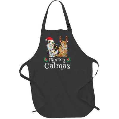 Christmas Cat Xmas Tree Cat Lover Funny Meowy Catmas Full-Length Apron With Pockets