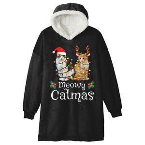 Christmas Cat Xmas Tree Cat Lover Funny Meowy Catmas Hooded Wearable Blanket