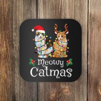 Christmas Cat Xmas Tree Cat Lover Funny Meowy Catmas Coaster