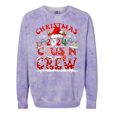 Cousin Crew Xmas Lights Santa Hat Christmas 2024 Pajamas Gift Colorblast Crewneck Sweatshirt