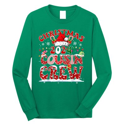 Cousin Crew Xmas Lights Santa Hat Christmas 2024 Pajamas Gift Long Sleeve Shirt