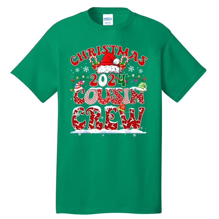 Cousin Crew Xmas Lights Santa Hat Christmas 2024 Pajamas Gift Tall T-Shirt