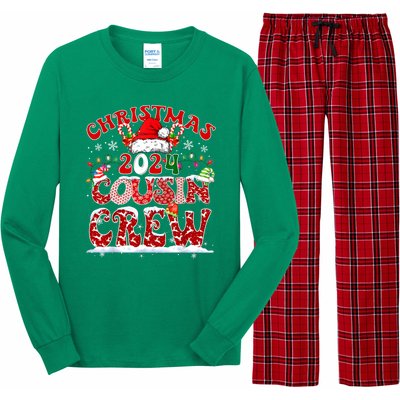 Cousin Crew Xmas Lights Santa Hat Christmas 2024 Pajamas Gift Long Sleeve Pajama Set