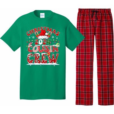 Cousin Crew Xmas Lights Santa Hat Christmas 2024 Pajamas Gift Pajama Set