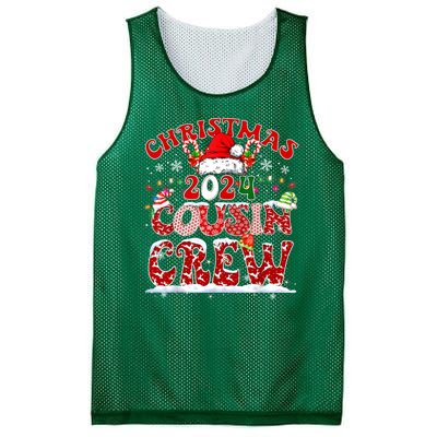 Cousin Crew Xmas Lights Santa Hat Christmas 2024 Pajamas Gift Mesh Reversible Basketball Jersey Tank