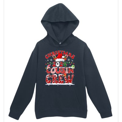 Cousin Crew Xmas Lights Santa Hat Christmas 2024 Pajamas Gift Urban Pullover Hoodie