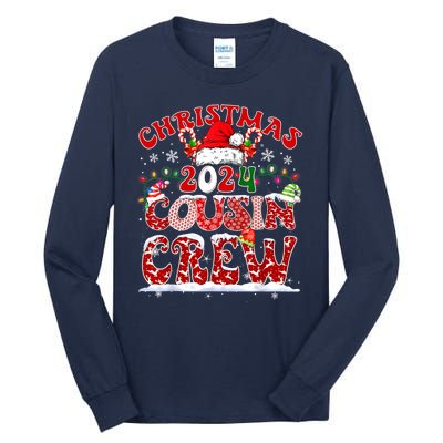 Cousin Crew Xmas Lights Santa Hat Christmas 2024 Pajamas Gift Tall Long Sleeve T-Shirt