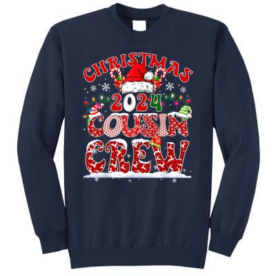 Cousin Crew Xmas Lights Santa Hat Christmas 2024 Pajamas Gift Tall Sweatshirt