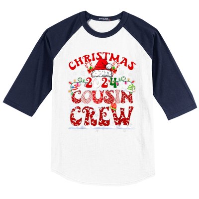 Cousin Crew Xmas Lights Santa Hat Christmas 2024 Pajamas Gift Baseball Sleeve Shirt