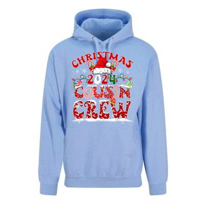 Cousin Crew Xmas Lights Santa Hat Christmas 2024 Pajamas Gift Unisex Surf Hoodie