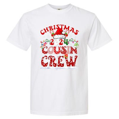 Cousin Crew Xmas Lights Santa Hat Christmas 2024 Pajamas Gift Garment-Dyed Heavyweight T-Shirt