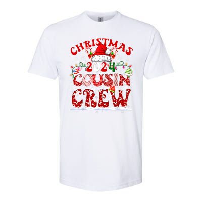 Cousin Crew Xmas Lights Santa Hat Christmas 2024 Pajamas Gift Softstyle CVC T-Shirt