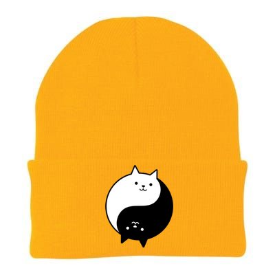 Cute Cats Yin Yang Yoga Zen Kitty Black And White Cat Gift Knit Cap Winter Beanie