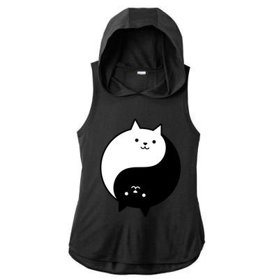 Cute Cats Yin Yang Yoga Zen Kitty Black And White Cat Gift Ladies PosiCharge Tri-Blend Wicking Draft Hoodie Tank