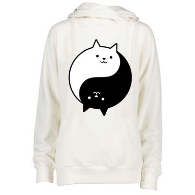 Cute Cats Yin Yang Yoga Zen Kitty Black And White Cat Gift Womens Funnel Neck Pullover Hood