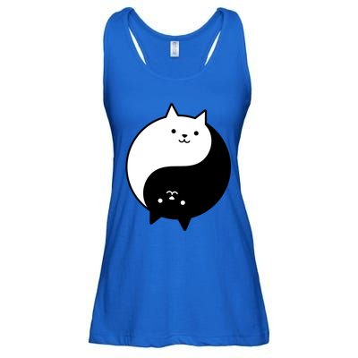 Cute Cats Yin Yang Yoga Zen Kitty Black And White Cat Gift Ladies Essential Flowy Tank