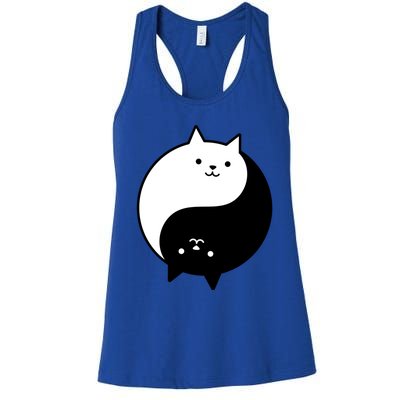 Cute Cats Yin Yang Yoga Zen Kitty Black And White Cat Gift Women's Racerback Tank