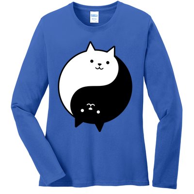 Cute Cats Yin Yang Yoga Zen Kitty Black And White Cat Gift Ladies Long Sleeve Shirt